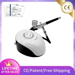 Machine Airbrush Gun com compressor Limpeza facial Firming Skin Nail Art Oxygen Cake Art Spray Pintura elevador Luta de pele ruga de luta