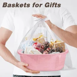 Party Favor Small Woven Easter Basket With Gift Bags And Ribbons Durable Baskets For Gifts Empty Rope Storage Baby Toy Bas