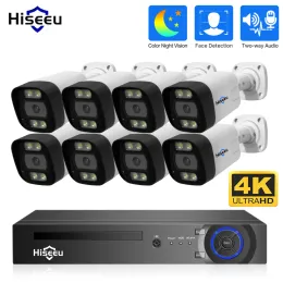 System hiseeu 4K 8MP POE Security Camera System AI Face Detection 8 Port 16Ch NVR H.265 Video Recorder CCTV Surveillance IP Camera Kit