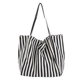Women Travel Shopper Einkaufstasche stilvolle Streifen große Kapazität tragbare umweltfreundliche Einkaufstasche Umhängetasche