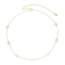 Gold Color 100% 925 Sterling Silver Delicate Small Star Charm Link Chain Choker Necklace for Women 2024 Christmas Gift Jewelry