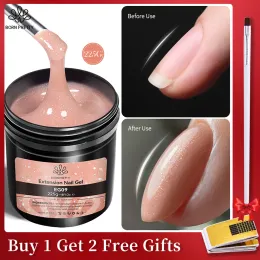 Gel BORN PRETTY 225g Glitter Nude Extension Gel 8oz Self Leveling French Nails Soak Off UV LED Varnishes Camouflage Nail Gel