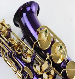 Varumärkekvalitet Musikinstrument Margewate Alto Eb Saxophone E Flat Unique Purple Body Gold Lacquer Key Sax med munstycket5711871