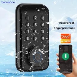 Lock Tuya BLE Fingerprint Waterproof Smart Deadbolt Locks APP Password Remote Unlock Biometria Digital Keyless Eletronica Door Lock