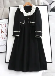 Work Dresses Autumn Women's Flip Collar Fragrant Short Jacket Hepburn Style Black Suspender Dress Two-Piece Set