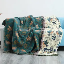 Japanische Wurfdecke Baumwoll -Doppelside -Sofa -Abdeckung Nordisches Kissen Freizeitbett. Vier Jahreszeiten dünne Quilt 240326