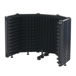 Microphones docooler Microphone Isolation Shield 5Panel Foldable Wind Screen for Recording Studio Foldable HighDensity Absorbing Sponge