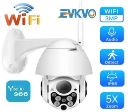 Câmeras Evkvo 3MP Yoosee Wi -Fi IP Câmera de áudio Velocidade de áudio Dome ptz Segurança rastreamento automático