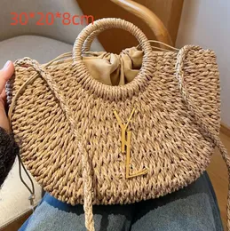 Sacola bolsa de verão designer de sacola de praia de grande capacidade de palha tecido tecida de cesto de cesta de tecido de bolsa feminina