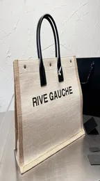 ウォレットデザイナートートバッグRive Gauche Handbags Luxury Linen Shopping Bag Leather Handles Zipper Pocket Ins 4836CM6970662