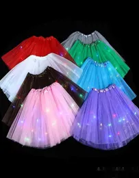 Summer kjol med dekorativa lampor Glow Lightemitting Half Length Gaze Kjol Led Light Tutu Dress Party Children039s Holiday7440184