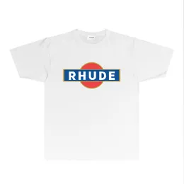 Summer Shorts Rhude Brand Tshirts Designer T Shirts For Mens and Womens Trend Fashion Clothes RH036 Red Round Blue Square Tryckt kortärmad T-shirt Size S-XXL