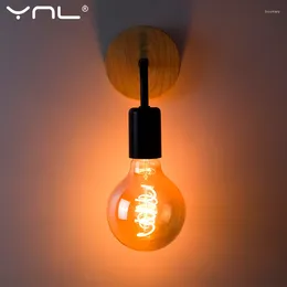 Wandlampe Vintage Wood E27 220 V 110 V Weuchterleuchten für Nacht
