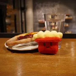 Sevimli Patates Kızartması İfadesi Hamburger Hot Dog Peluş Oyuncak Bebek Anahtarlık Bebek Makinesi Kolye