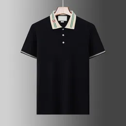 New Mens Stylist Polo Shirts High Street Slave Short Luxurys Designer Polos Men Moda Moda Snake Bee Floral Bordado de algodão Camiseta casual Tamanho XS-XL ZQM