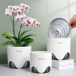 Meshpot 5inch 7inch Orchideentöpfe mit Loch Doppelschicht Kunststoff Imitieren Keramikpflanzer liefern eine gute Luftzirkulation 240325