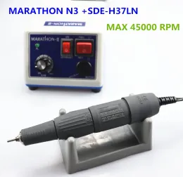 Matkaplar 45K Yeni Varış Güçlü 210 Maraton N3 H37LN Handpiece 65W 50000rpm Tırnak Matkapları Manikür Makinesi Pedikür Elektrik Dosya Bitleri Kiti