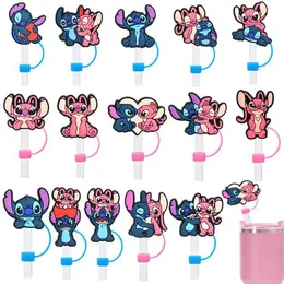 Hot Pink Blue Anime Straw Toppers Charms Decoration Accessories 8mm 10mm Soft Dust Plug Stråskydd