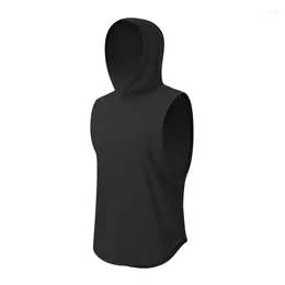 Men's Tank Tops Plain Fitness Hooded Top Mens Summer Solid Muslce Shirt Hoodies Cotton Blank Bodybuilding Sleeveless Vest Workout Singlets