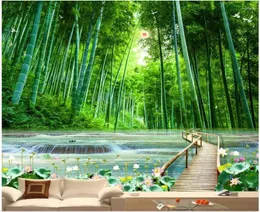 Tapeten 3d Tapete Custom Po Wandbild Bambus Waldwasserbrücken Landdekoration Hintergrund Wohnzimmer für Wand 3 d