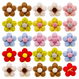 Dog Apparel 20PCS Colorful Pet Dogs Bows Hair Bow Flower Shape Grooming Bowknot With Rubber Bands Gifts For Accessories