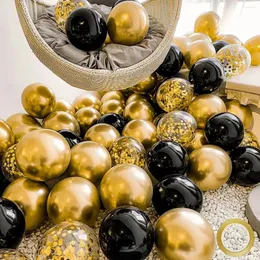 Party Decoration 18pcs Mixed Gold Black Confetti Latex Balloons Kids Boy Adult Man Woman Birthday Year Graduation Decor