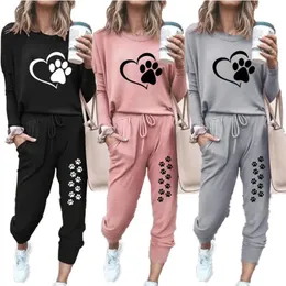 Women Casual Tracksuits 2 Pieces Sports Outfits Long Sleeve Tops Slim Fit Pants Sweatsuits Jogging Suit S2XL 240408