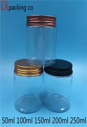 100 250 ml Crystal Clear Plastic Bottle Jar 전체 소매 오리지널 리필 가능한 허니 크림 알약 차 빈 포장 큰 Jarshi1725119