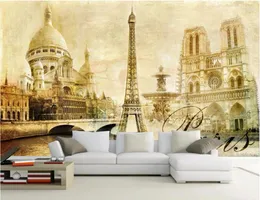 Sfondi WDBH WDBH MURAL CURALE 3D Wallpaper Europeo Parigi Eiffel Torre Decorazione per la casa Murali murali per soggiorno