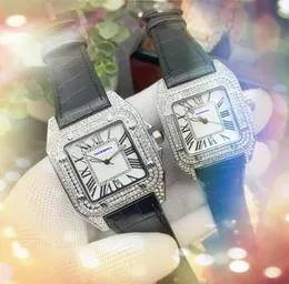Anello diamanti full anello quarzo orologio da 40 mm da 34 mm da uomo quadrato quadrato romano orologio rosso nero blu cnocchia di cnocchia di cinghia di cinghia braccialetto cool orologio da polso da polso