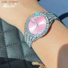 여자 시계 Missfox Pink Women Luxury Small Face Elegant Quartz ES 숙녀 얼음 룩 파티 보석 미니 베이비 너무 귀여운 팔 시계 l46