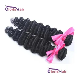 Presenza di capelli Fantastica miscela lunghezza 2 pcs non trasformati peruviani virgin deep wave estensioni all'ingrosso riccioli di consegna di caduta dhdqn