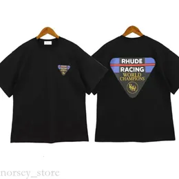 メンズデザイナーTシャツrhudeシャツレタープリントプリントTシャツカップル用Tシャツコットンは夏のシャツでゆるいスタイルの幅広いスタイル675 Rhudeショート