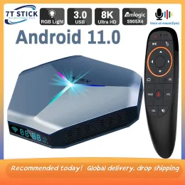 Kutu A95X F4 Android 11 TV Kutusu RGB Işık Amlogic S905X4 Çift WiFi 3D ARM MALIG31 Hızlı Set TV BT H.265 8K 4K Hızlı Set Üst Kutusu