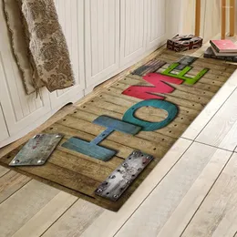 Mattor Creative Wood Board Letter Kitchen Floor Mat Anti Slip Absorberande Badrumsmatta Entré Dörormat Hem Hall Fot