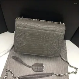 Axelväskor äkta läder handtasche kvinnor messenger väska designer kedja crossbody crocodile