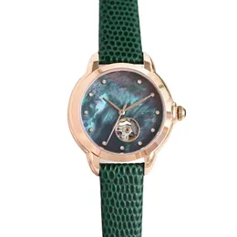 Женская элегантность стальная группа Fritillary Hollow Watch Moon Fase Автоматические механические легкие роскошные часы моды спортивные женские кварцевые часы 184602