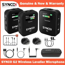 Microfones Synco G2 G2A1 G2A2 A1 A2 2.4G Sistema de microfone Lavalier sem fio para câmeras de smartphone Vlogging streaming do youtube vs Rode Go II