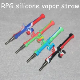 5pcs Bazooka Silicone Nectar Mini Water Pipes with GR2 Titanium Nail 10mm Concentrate Dab Straw Silicon Oil Rigs LL