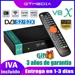 상자 전체 HD GTMEDIA V8X 위성 수신기 V7 S2X DVBS2X 내장 Wi -Fi H.265 GTMEDIA V8 NOVA V9 프라임 스페인에서 보내기