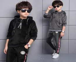 2017 Kids Sports Suit for boys Velvet Embroidery Animal Long Sleeve Shirt Pant Set Girl Sweatsuit Autumn Children Clothing Set T2276947