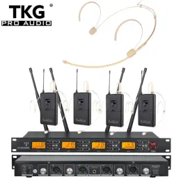 マイクTKG 640690MHz UR4000H UHFワイヤレスヘッドマイクヘッドセットマイク4チャンネルワイヤレスマイクシステム