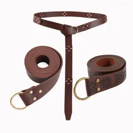 벨트 Uyee Vintage Medieval Belt for Women 남자 남성 PU 가죽 레트로 펑크 허리 르네상스 기사 전사 코스프레 의상 액세서리