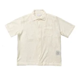 Camicie casual maschile rhude in pizzo americano cavo cavo a maniche corta camicia pulizia a maglia ricamata a maglia ricamata