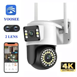 Kameralar 4K 8MP 4G YOOSEE IP Kamera Çift Lens PTZ WiFi Kamera Çift Ekran Otomatik İzleme İki Yönlü Ses Renk Gecesi Güvenlik Kamera