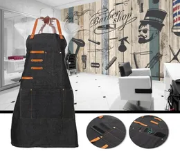 Avental de salão de cômoda de cabelo com 5 bolsos CAENEIRO CABO CABELO CABE CAPE CAPE PARA BARBER SHOP Black Jean2018283