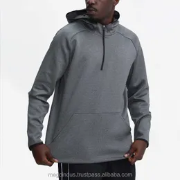 تتصدر ملابس رياضية شتوية جديدة الرجال نصف الرمز البريدي جودة البوليستر الرياضة Pullover Hoodies سترة قميص اللياقة البدنية قميص الجولف