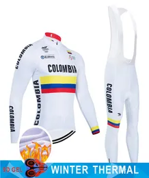Colombia White Winter 2021 Cicling Jersey 9D Bike Pants Set Mens Ropa Ciclismo Termal Pleece Bicycle Abbigliamento Cicling Wear3988156