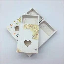 غلاف هدية 20pcs جميلة الطباعة الورقية kraft صندوق طي درج بسيط زهرة شاي التغليف 11.4x8x2.1cm