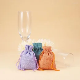 Gift Wrap 10pcs 7 9cm Vintage Natural Burlap Bag Wedding Party Cookies Candy Drawstrings Jewelry Packaging Wrapping Pouches